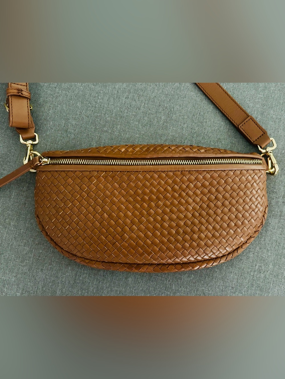 Quince Woven Italian Leather Crossbody Sling Bag - Picture 7 of 12